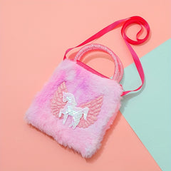 Colorful Unicorn Plush Crossbody Bag Handbag Cartoon Purse Tote Coin Purse
