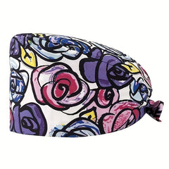 Cartoon Print Work Cap Adjustable Scrub Cap Unisex Working Hats