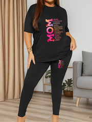 Women's Plus Ombre Letter Graphic Top & Leggings Set