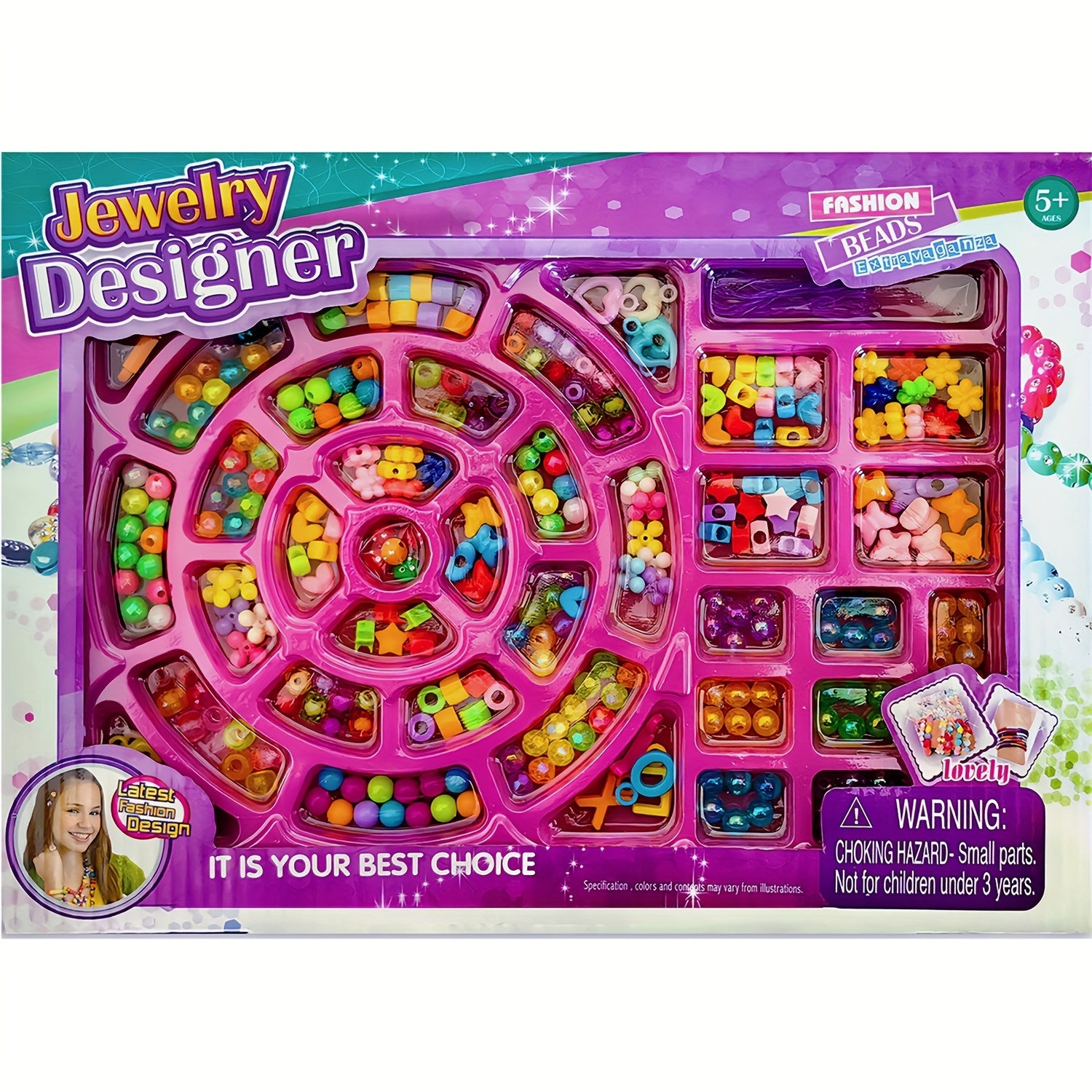 Colorful Bead Crafts Kit for Kids, DIY Jewelry Making Set