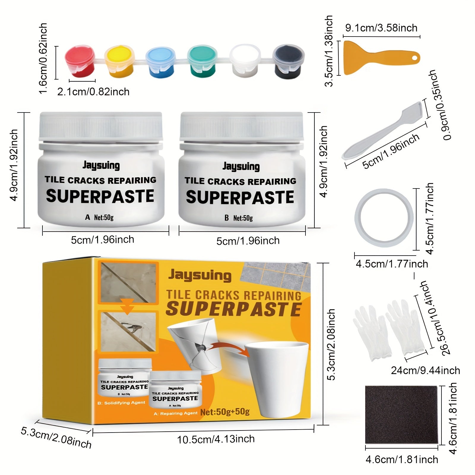 2 Pack Ceramic Tile Repair Paste for Toilet & Floor, Crack Adhesive Paste
