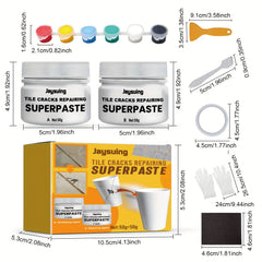 2 Pack Ceramic Tile Repair Paste for Toilet & Floor, Crack Adhesive Paste
