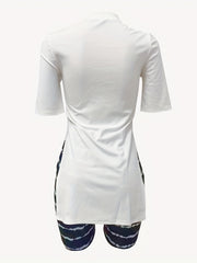 Floral Print Two piece Set T shirt & Biker Shorts Outfits Women