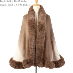 Rabbit Fur Shawl Scarf Collar Cashmere Cloak Winter Warm Wrap