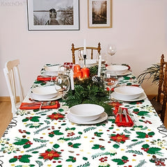1pc Christmas Tablecloth Disposable Plastic Rectangular Decoration