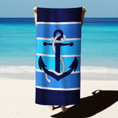 Cartoon Anchor Beach Towel Microfiber Oversized Beach Blanket Absorbent Bath Tow