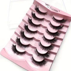 7 Pairs False Eyelashes Thick Curling 13mm Wispy False Eyelash
