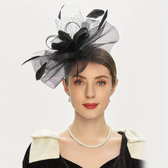 Mesh Flower Feather Head Hoop for Tea Party Horse Race