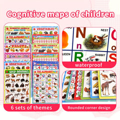 Educational Poster Charts for Kids Alphabet Fruits Vegetables Domestic & Wild An