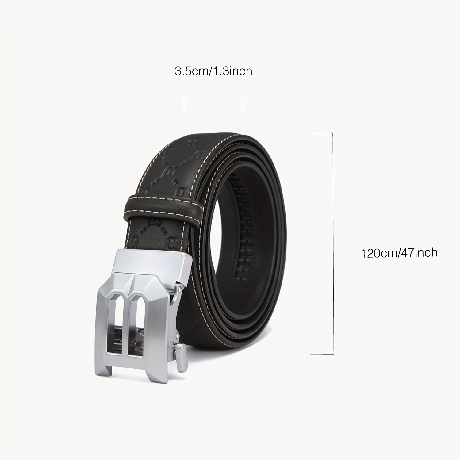 Men's Leather Cowhide Belt B Letter Buckle Adjustable Belt
