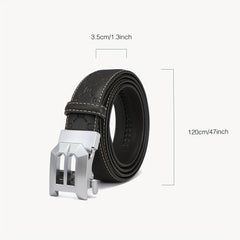 Men's Leather Cowhide Belt B Letter Buckle Adjustable Belt