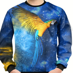Teens Parrot 3D Print Sweatshirt Kids Casual Pullover Street Wear