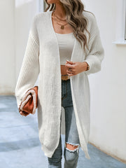 Ribbed Knit Open Front Cardigan
