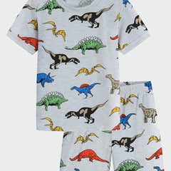 Boys Dinosaur Pajamas Set T shirt & Shorts Short Sleeves Crew Neck Casual Homewe