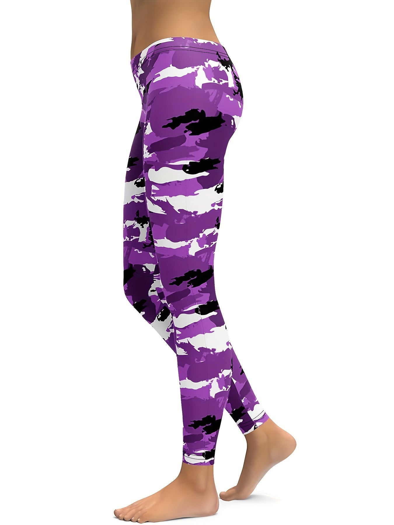 Camo Print High Waist Yoga Leggings Stretchy Workout Pants