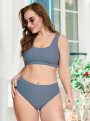 Bikini Set Round Neck High Stretch Two Piece Set