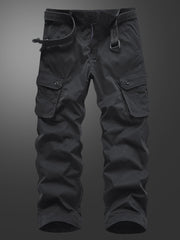 Men's Straight Leg Cargo Pants with Solid Flap Pockets