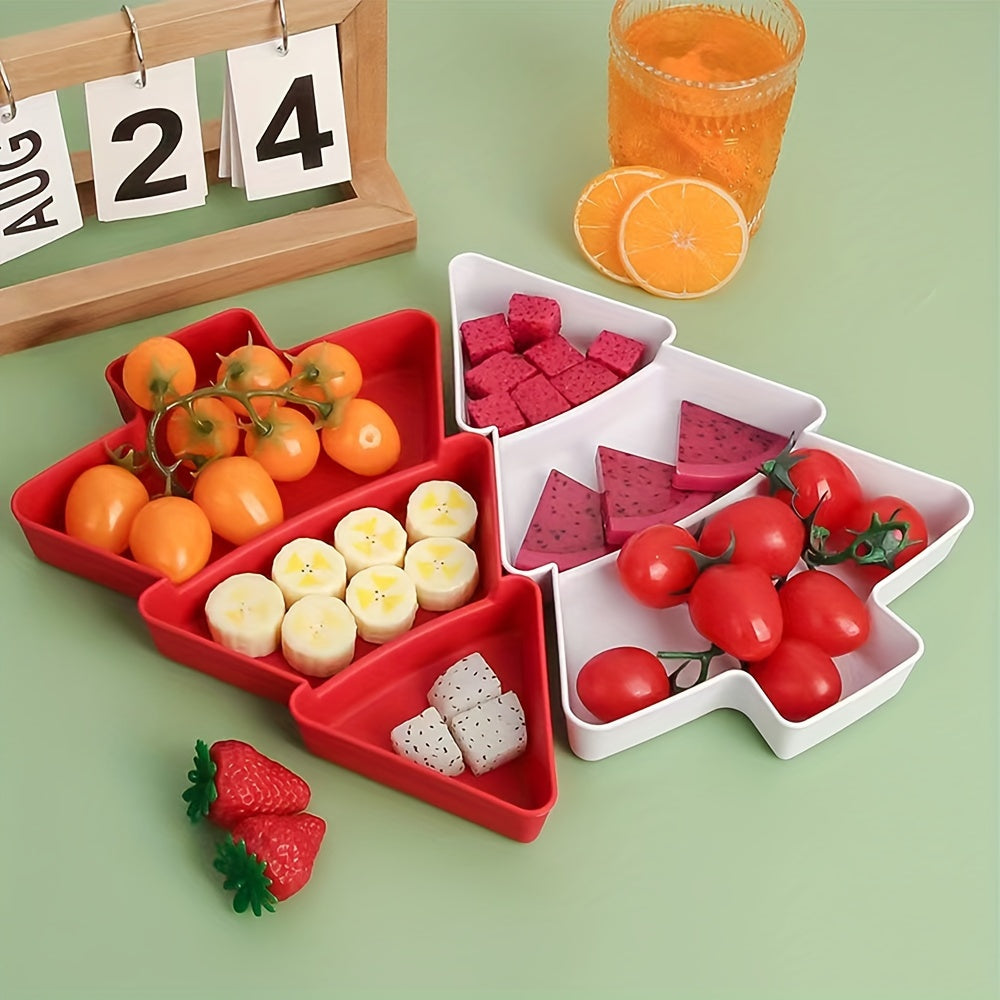 2pcs Christmas Tree Fruit Plate Divided Storage Tray