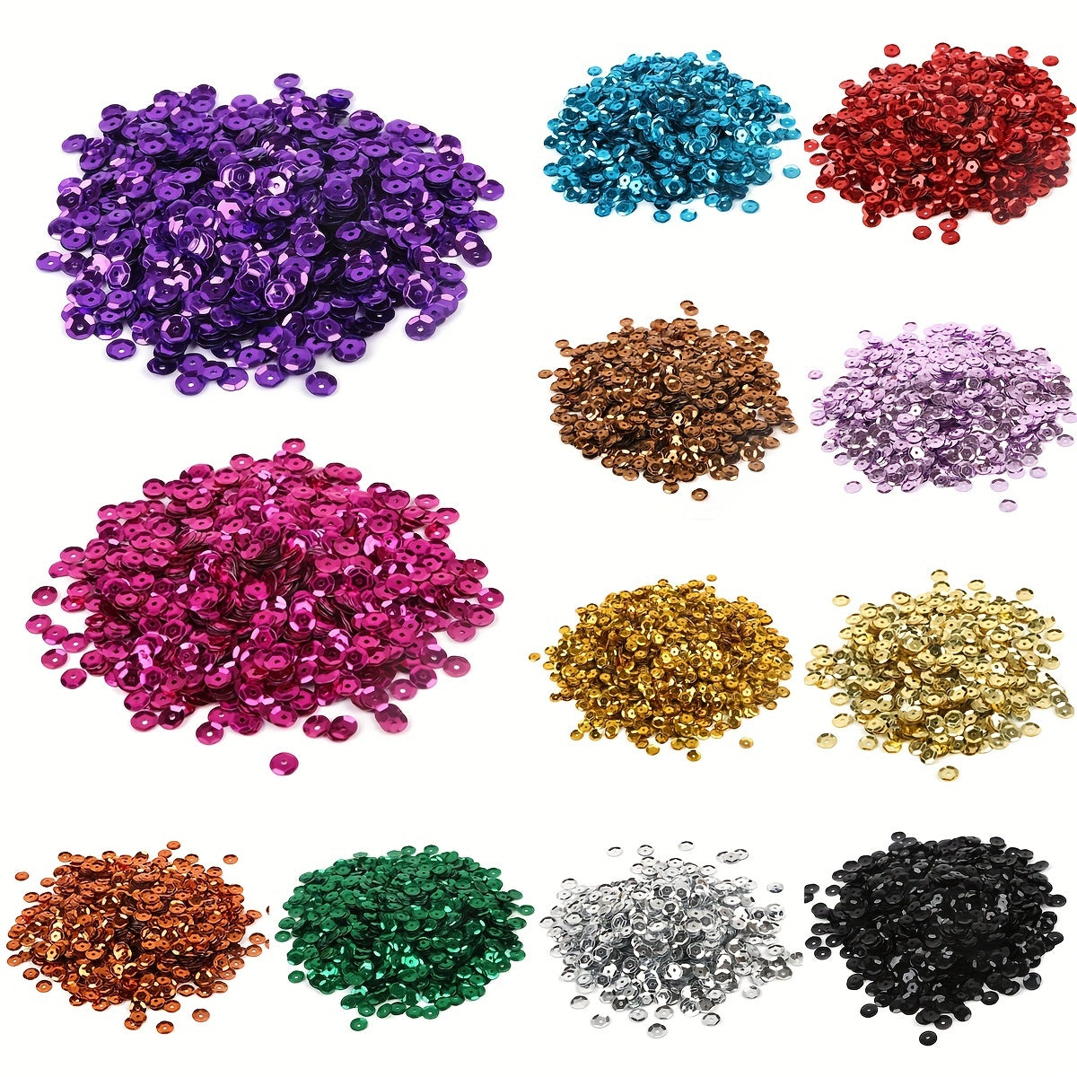 1200pcs Silvery Bottom Colorful Sequins DIY Hand sewn Sequins