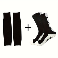 Men's Breathable Fitness Football Leg Cover Anti Slip Socks Shin Guards