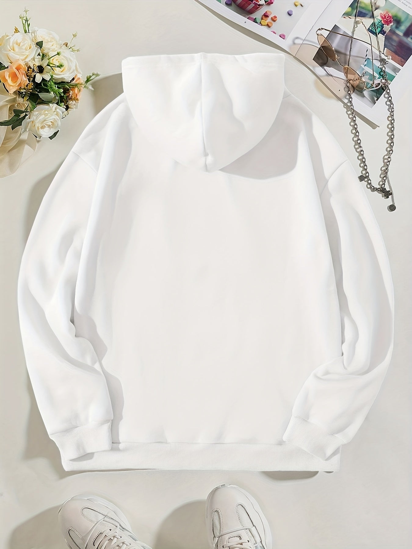 Kangaroo Pocket Preppy Hoodie Casual Long Sleeve Drawstring Hoodies