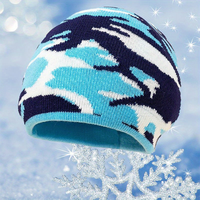 Neutral Camouflage Knitted Hat For Children