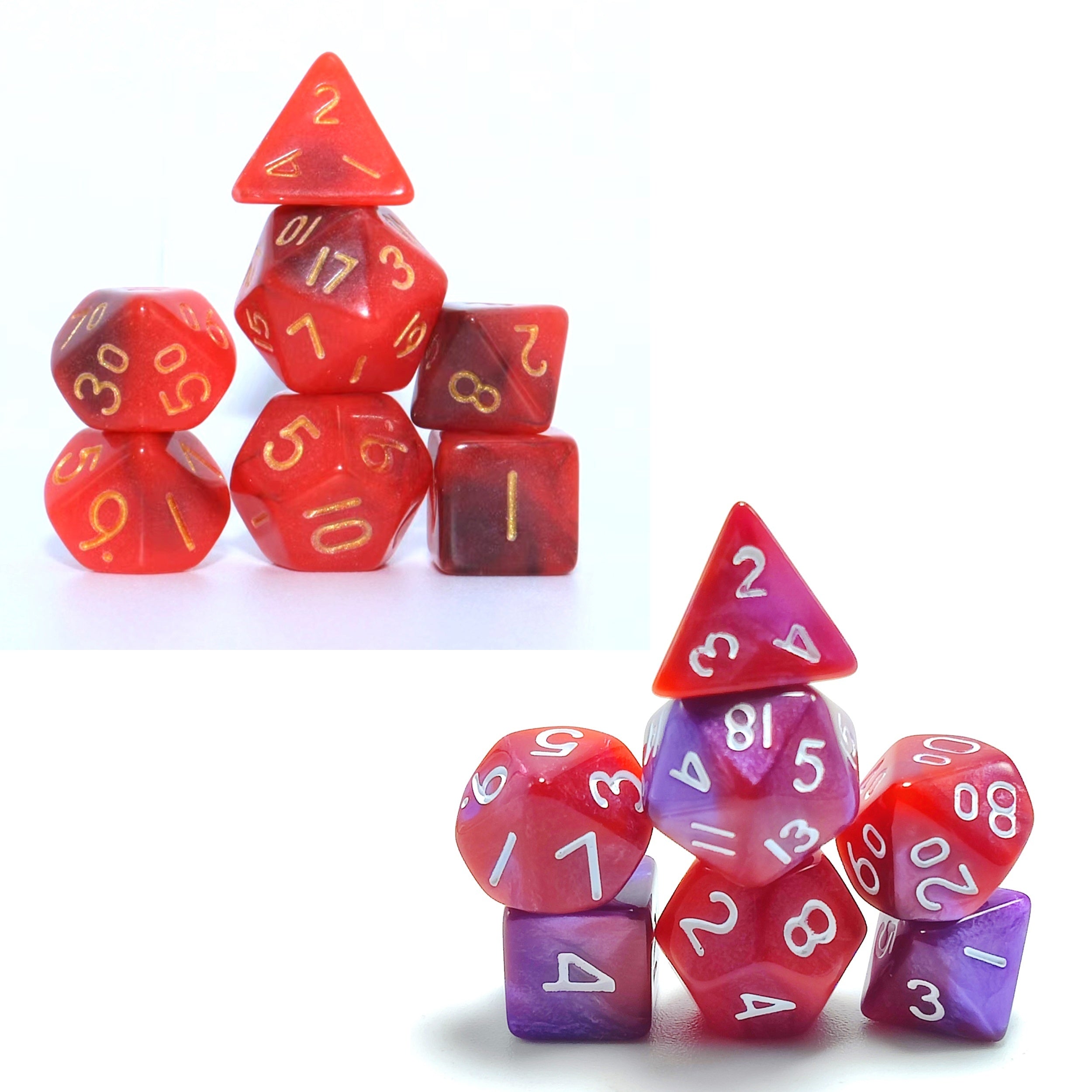 Mini Dice Set Red & Purple Polyhedral Dice for Board Game