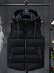 Men Sleeveless Down Thermal Hooded Vests Jackets Winter Waistcoat