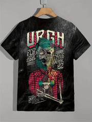 Zombie Pattern Print Men's Short Sleeve T-shirt Graphic Tee