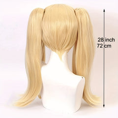 Brown Long Curly Wig With Bangs 2 Ponytail Synthetic Wig Anime Cosplay Wig