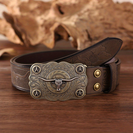 Western Cowboy Retro Embossed Men's Business Belt
