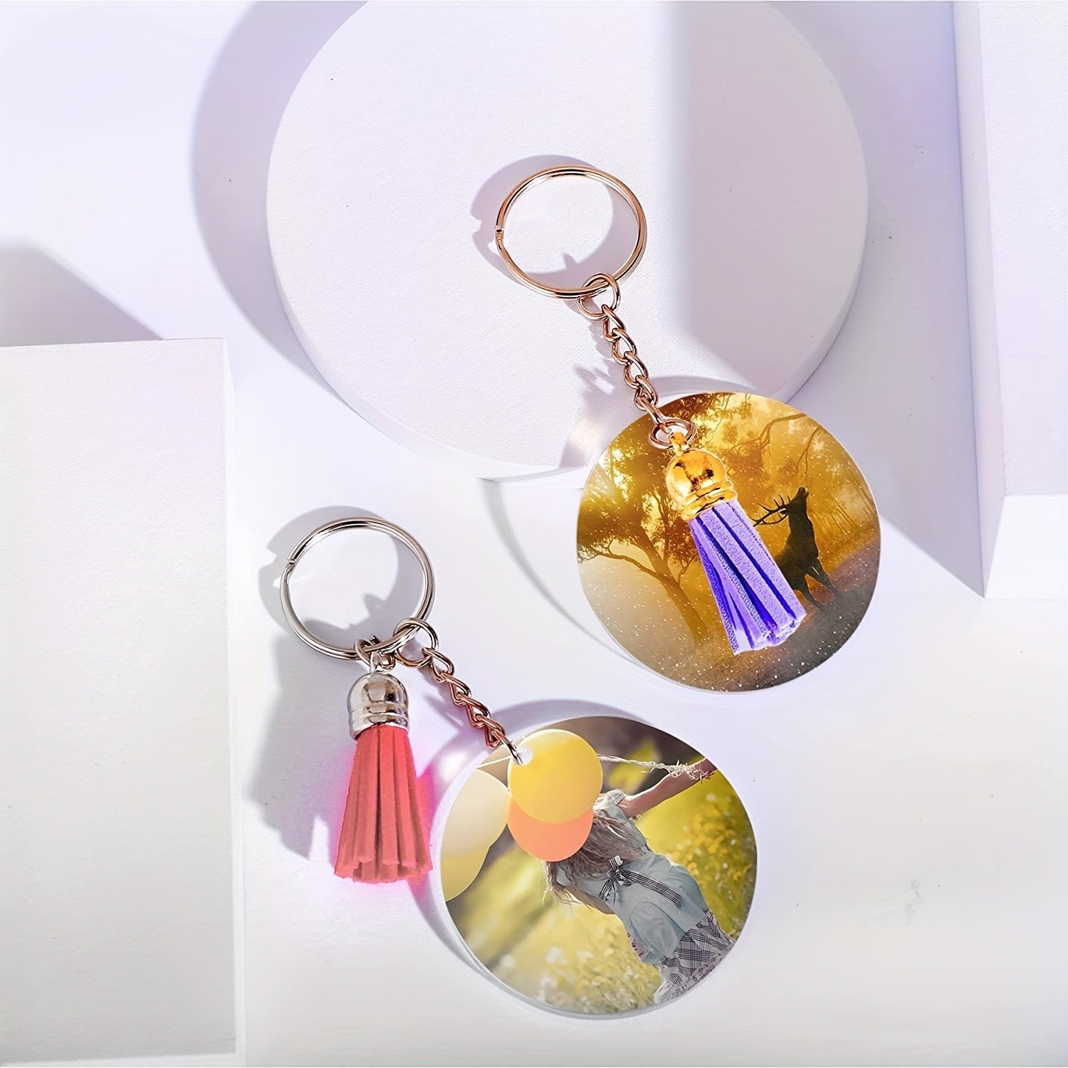 120pc Acrylic Keychain Blank w/ Rings & Tassels Bulk Craft Key Chain Men