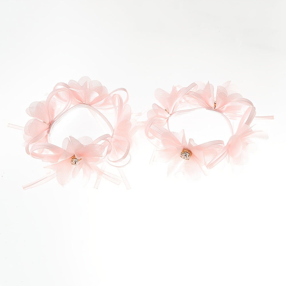 2pcs Girls Flowers Hair Tie Ponytail Holders
