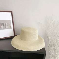 Vintage French Hepburn Style Straw Sunshade Hat for Travel Seaside Unisex