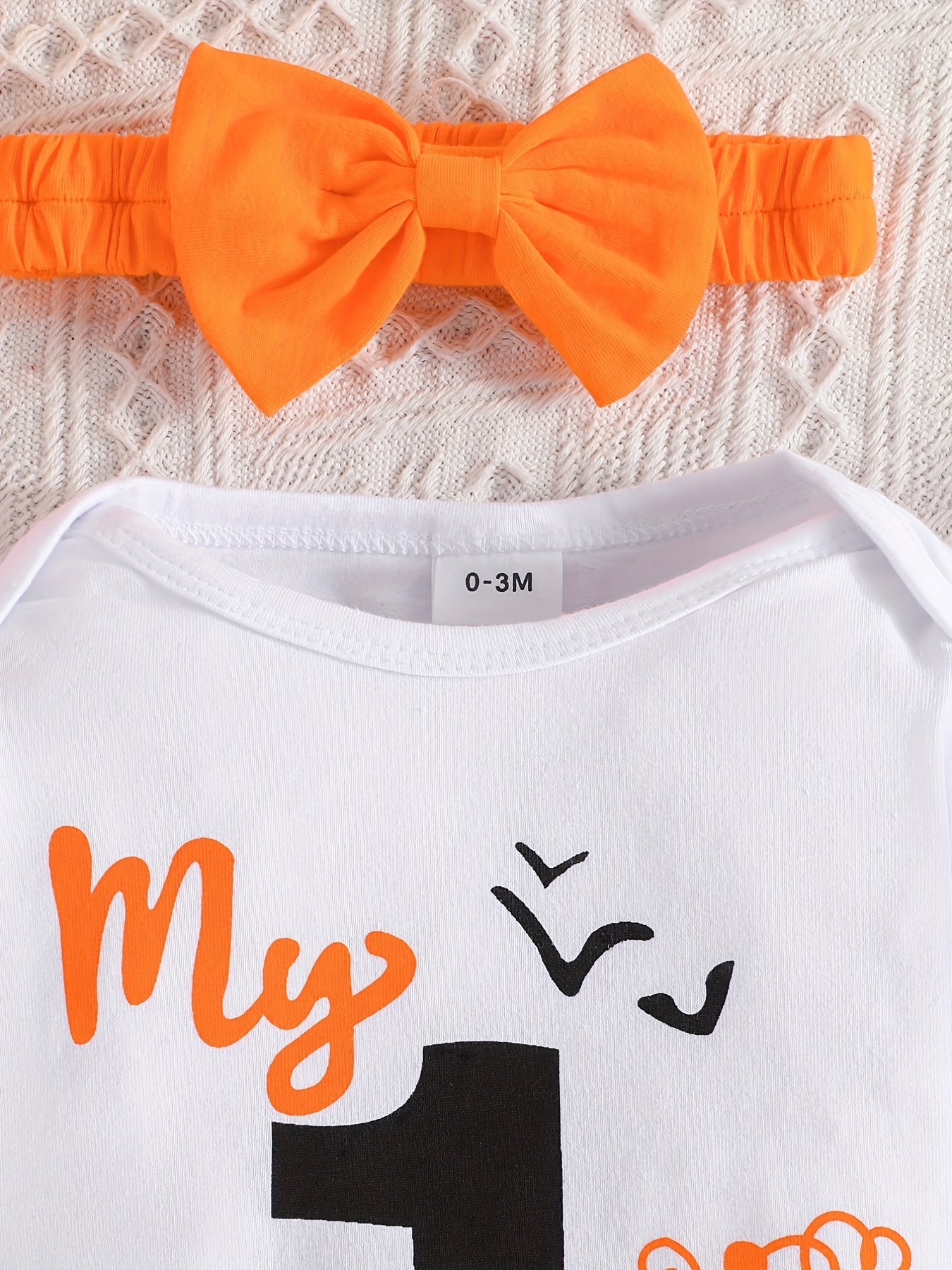 3pcs Baby Girls My 1st Halloween Onesie & Mesh Skirt Set