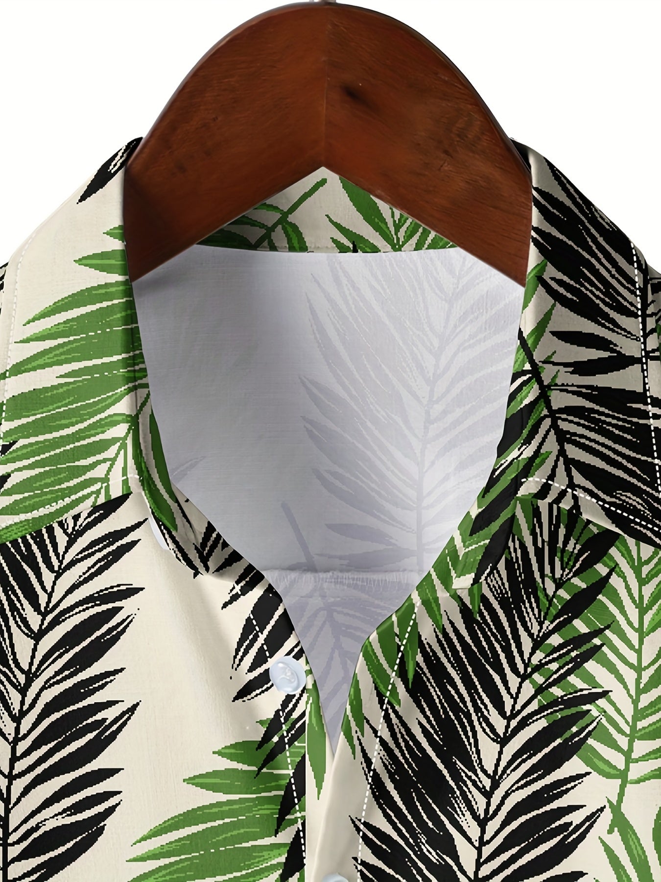 Leaf Pattern Hawaiian Shirt Men's Button Up Short Sleeve