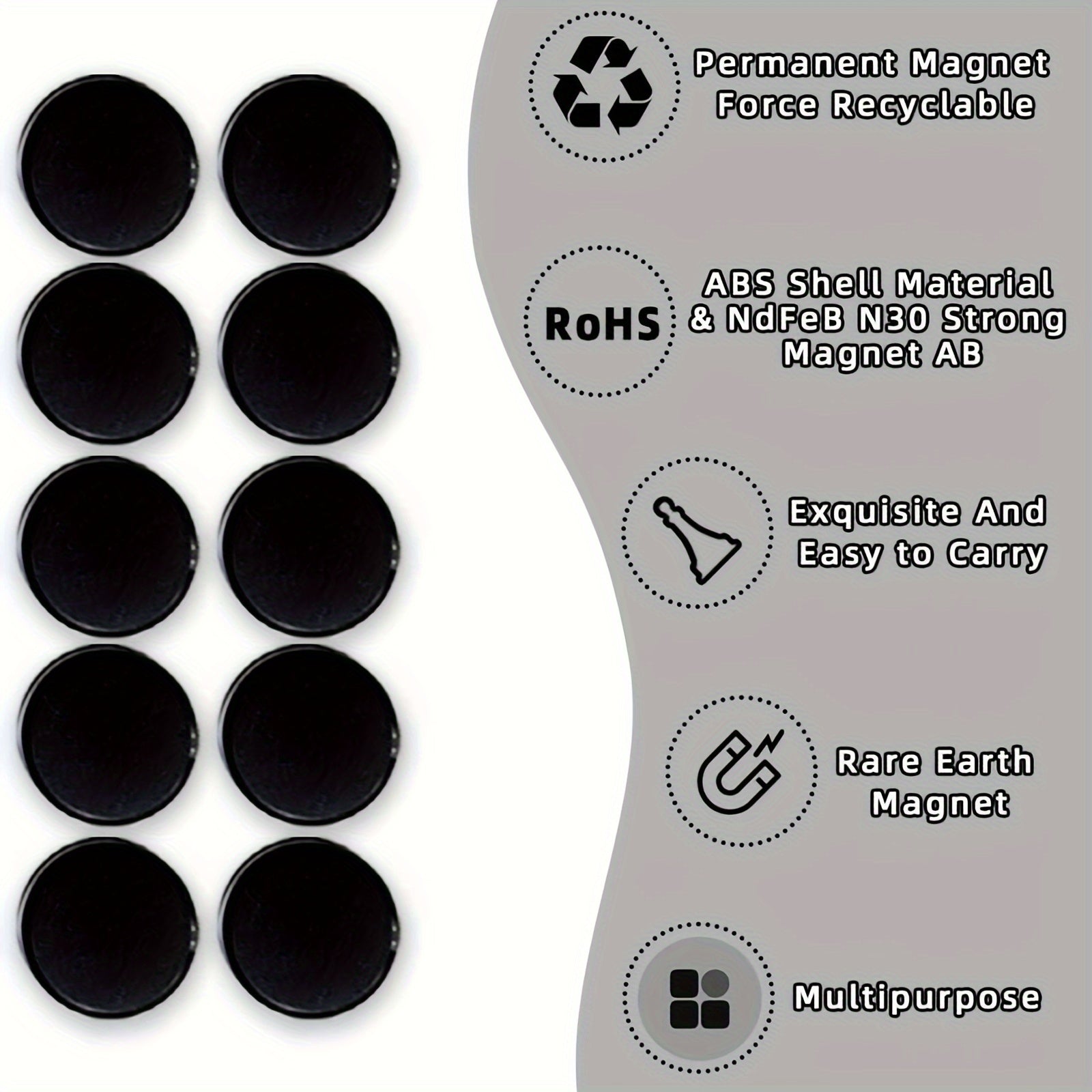 10pcs Small Round Fridge Magnets for Kitchen Cabinet Whiteboard Office