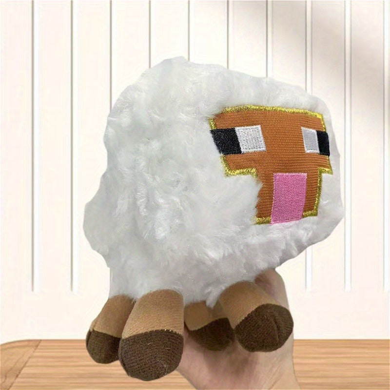 Plush Sheep Toy Stuffed Animal Brown Accents High Fabric Compact Size