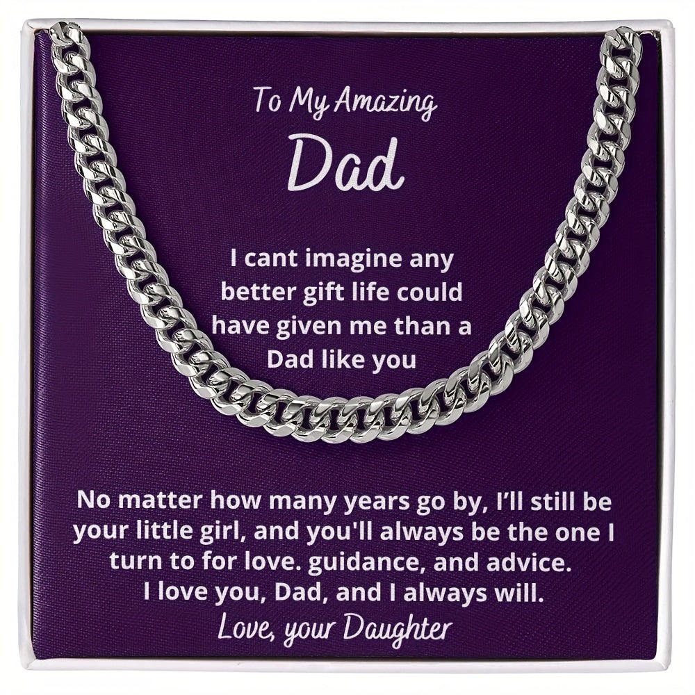 Dad's Cuban Link Chain Necklace from Daughter - Sentimental Gift