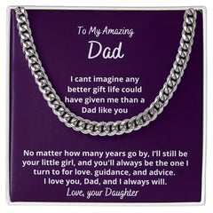 Dad's Cuban Link Chain Necklace from Daughter - Sentimental Gift