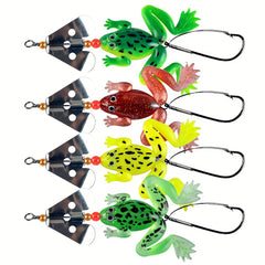 4pcs Silicone Frog Soft Lure 4.33in 6.5g for Pike Catfish Salmon Fishing