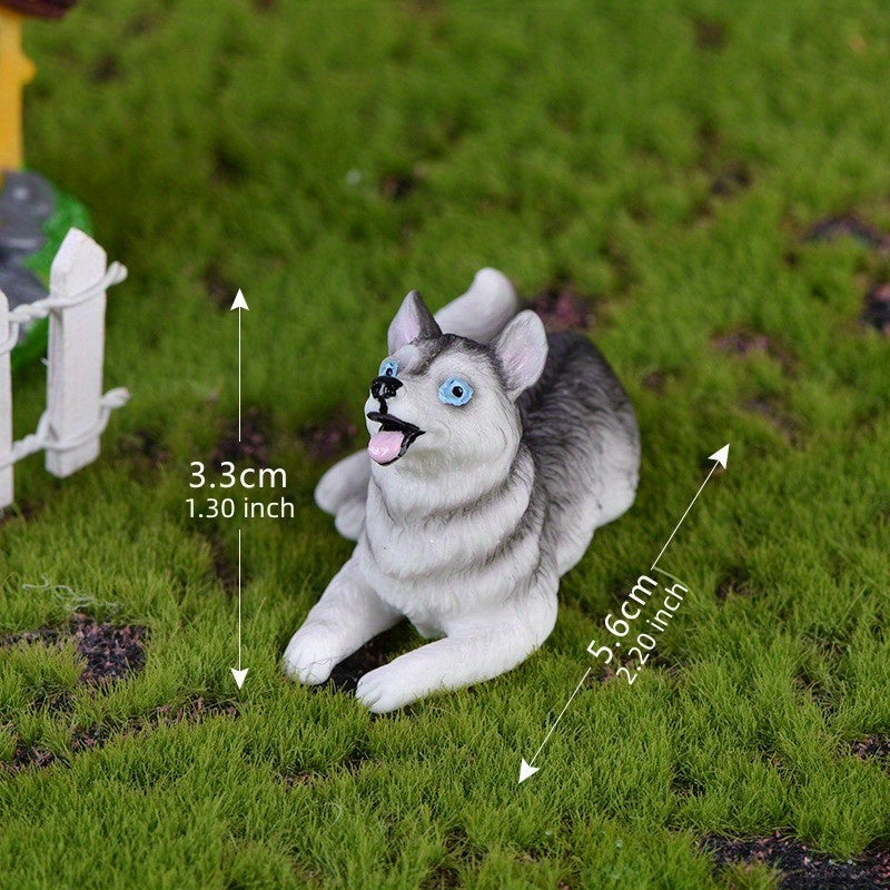 Husky Statue Micro Landscape Decoration - Small Dog Animal DIY Bonsai Accessorie