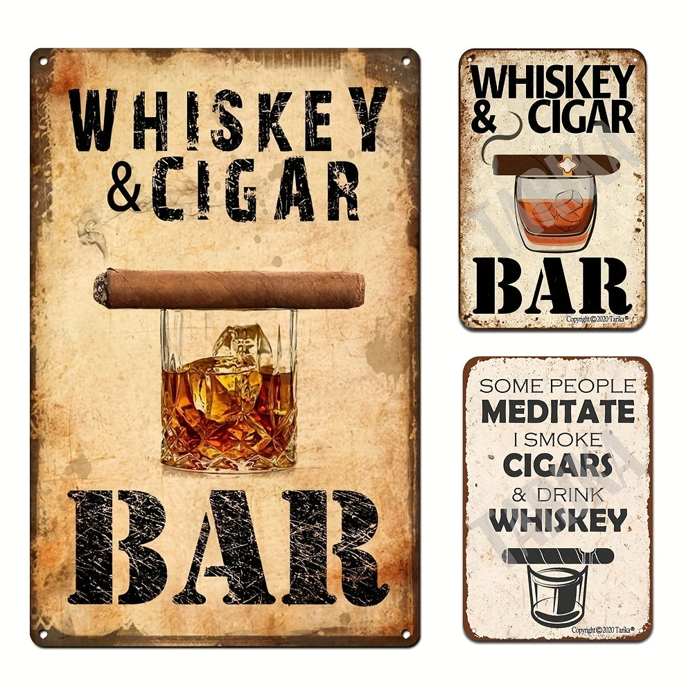 Vintage Whiskey And Cigar Bar Metal Tin Sign