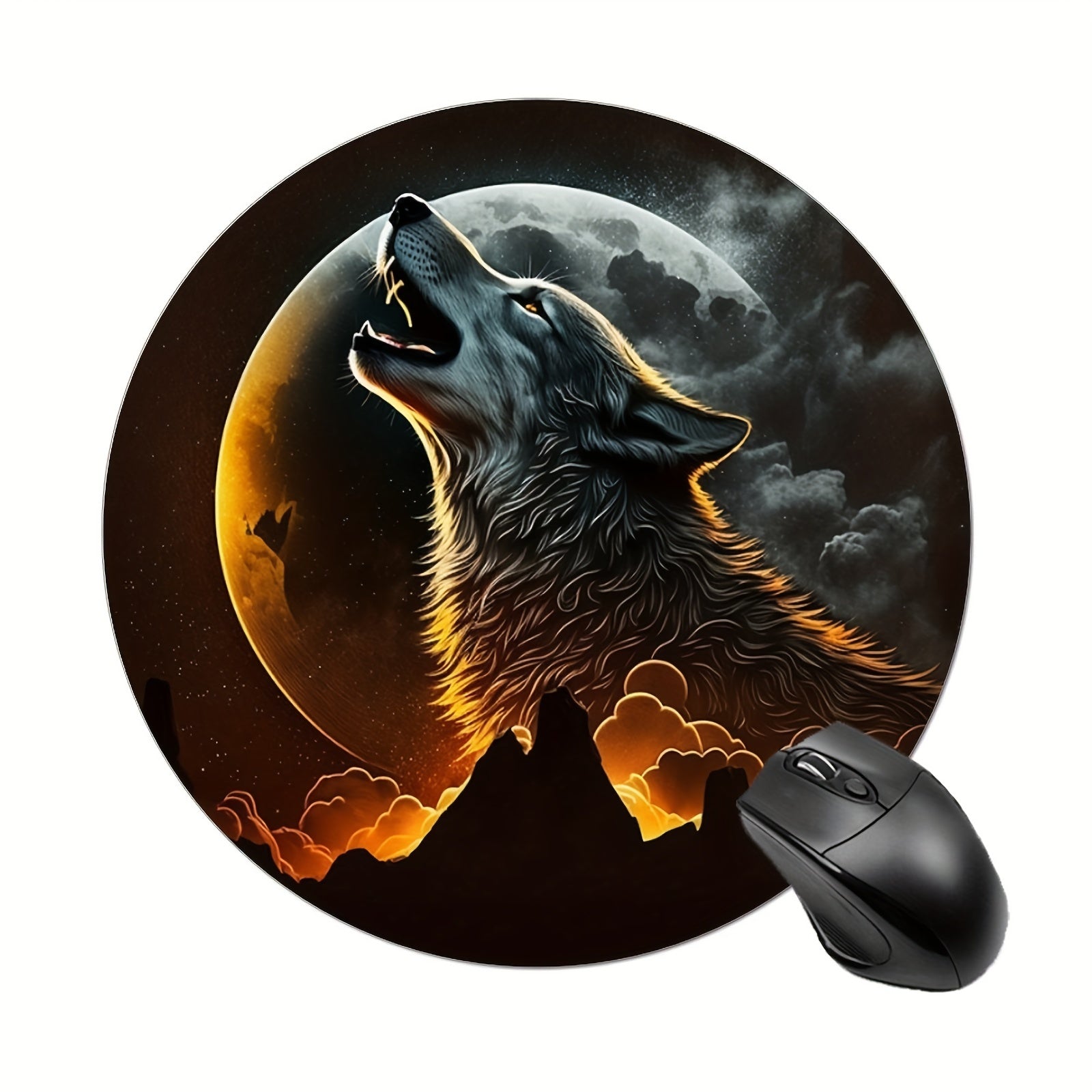 Wolf Round Mouse Mat Mouse Pad Non Slip Rubber Base Small Size