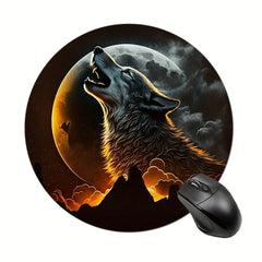Wolf Round Mouse Mat Mouse Pad Non Slip Rubber Base Small Size