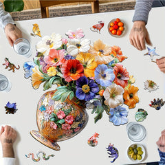 Floral Parrot Wooden Puzzle Colorful Animal Shapes Art Toy in Box