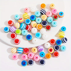 Rainbow Resin Spacer Beads Round for Jewelry Making DIY 6mm 8mm 10mm