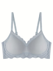 Scallop Trim Wireless Bra Push Up Bra Lingerie