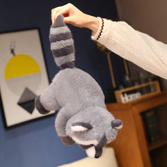 12" Gray Raccoon Plush Toy Soft Realistic Stuffed Animal, Collectible Gift