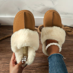 Women's Fluffy Furry Platform Slippers Warm Cozy Plush Shoes